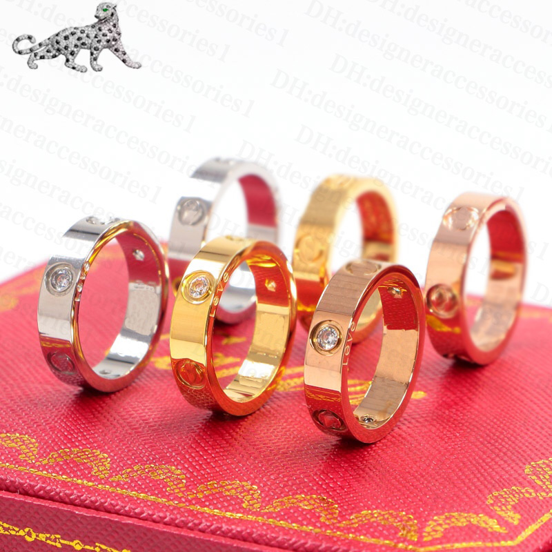 Luxury Brand Love Ring Women's Designer Ring Couple Jewelry Ring Titanium Steel Diamond Casual Fashion Street Classic Gold Silver Rose Gold Optional
