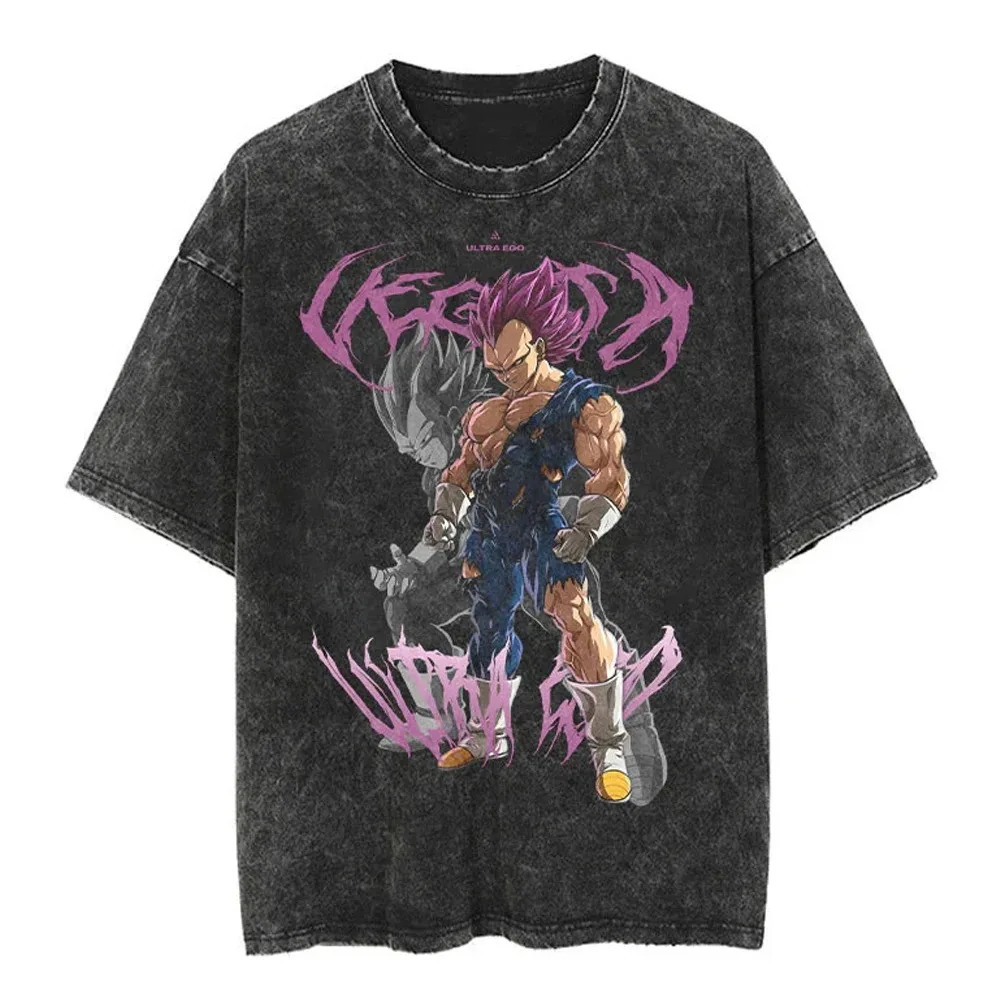 Anime Clithes Summer Dragon Print T Shirt Men Vintage Washed Tshirt Short Sleeve Cotton Tops Tees Harajuku Hip Hop Streetwear 240601