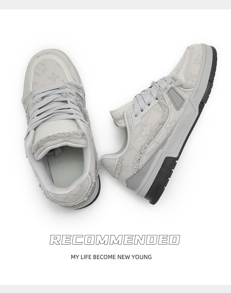 shipping 2024 fringe Free Denim casual with flat soles design sense of niche trendy couples chic Hong Kong style sports shoes Lhshoe