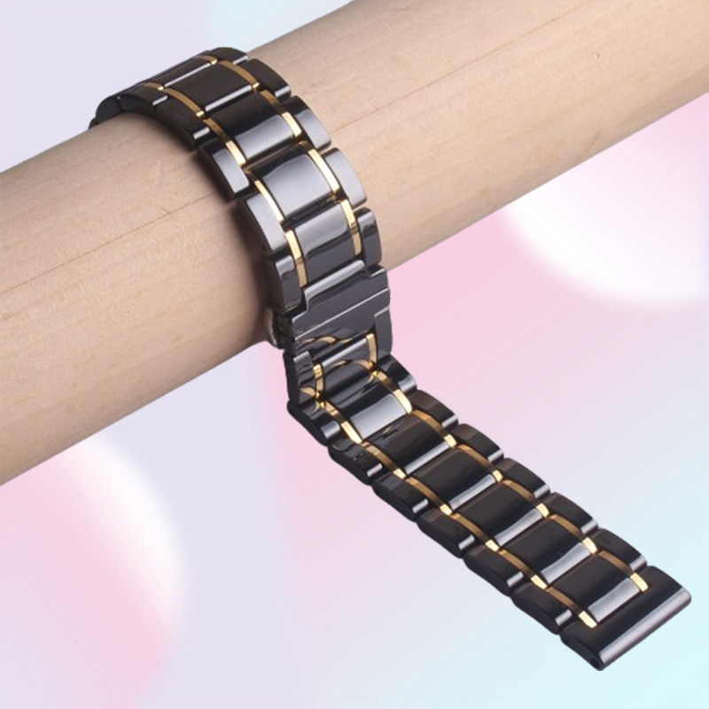 20mm 21mm 22mm 23mm 24mm Ceramic Watchbands STRAP High Quality Watch accessories Black with gold for smart Watch mens women releas