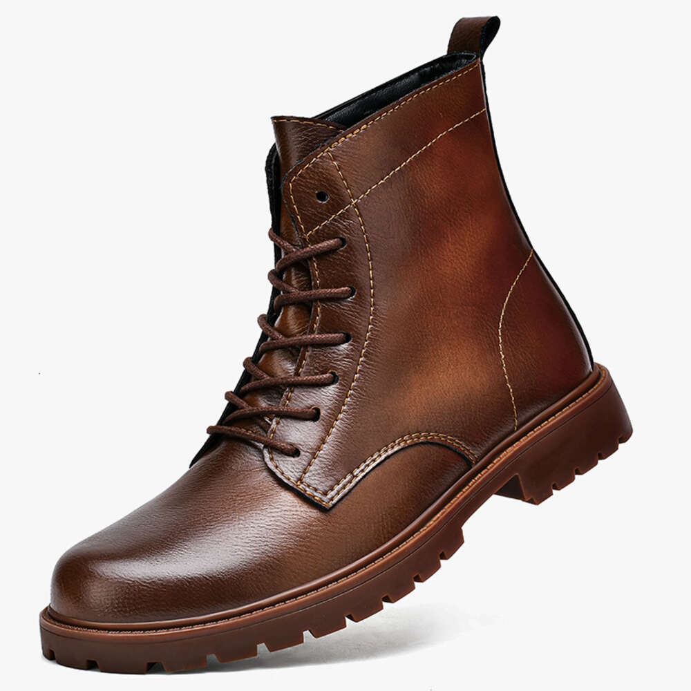 Retro Men's Genuine Leather Military Tactical Winter High Quality Lace Up Motorcycle Boots Platform Men Casual Shoes d9f9d