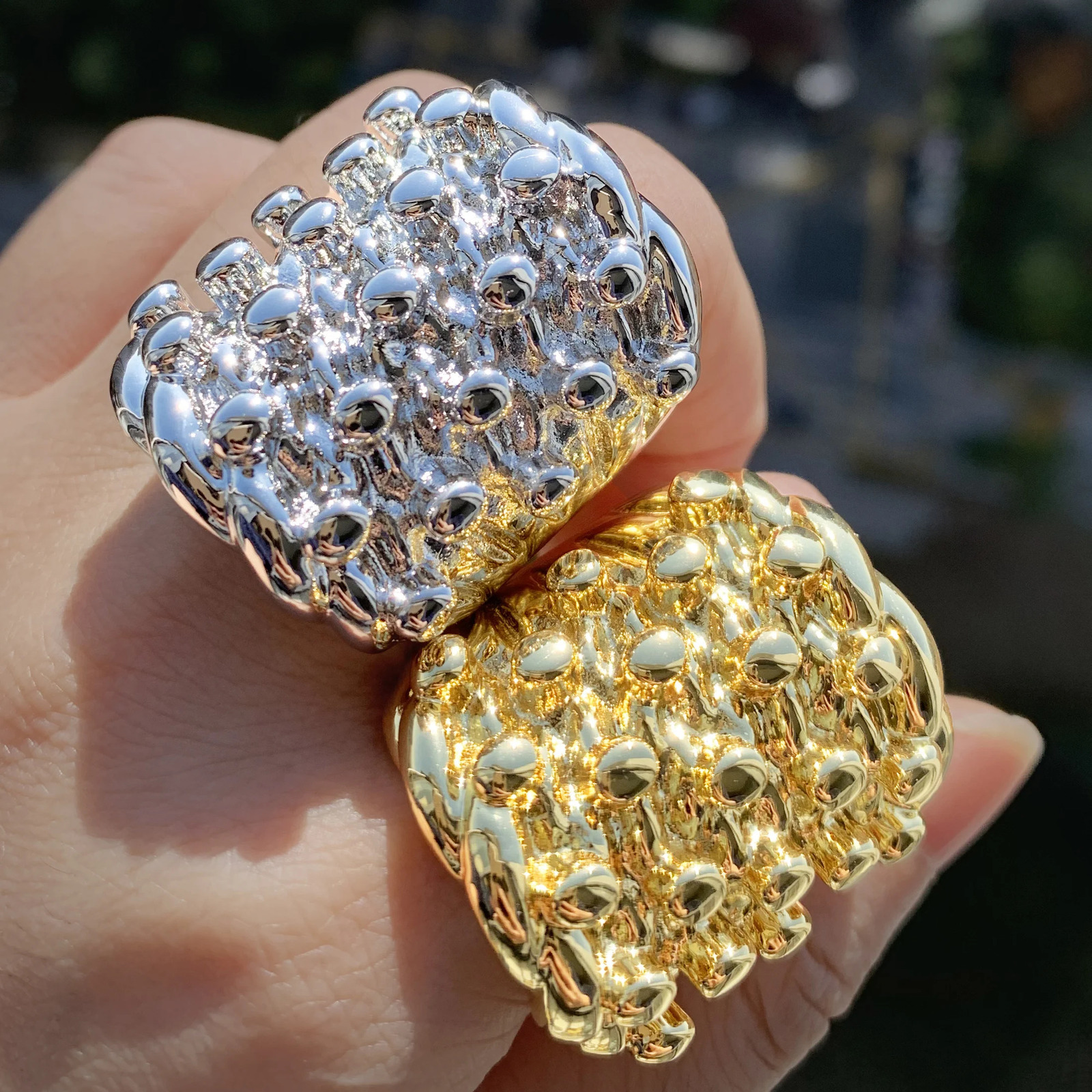 CUC Lava Ring 50g Solid heavy Copper Fashion Men Hip Hop Rings Irregular Shaped Rap Rock Jewelry For Gift 240530