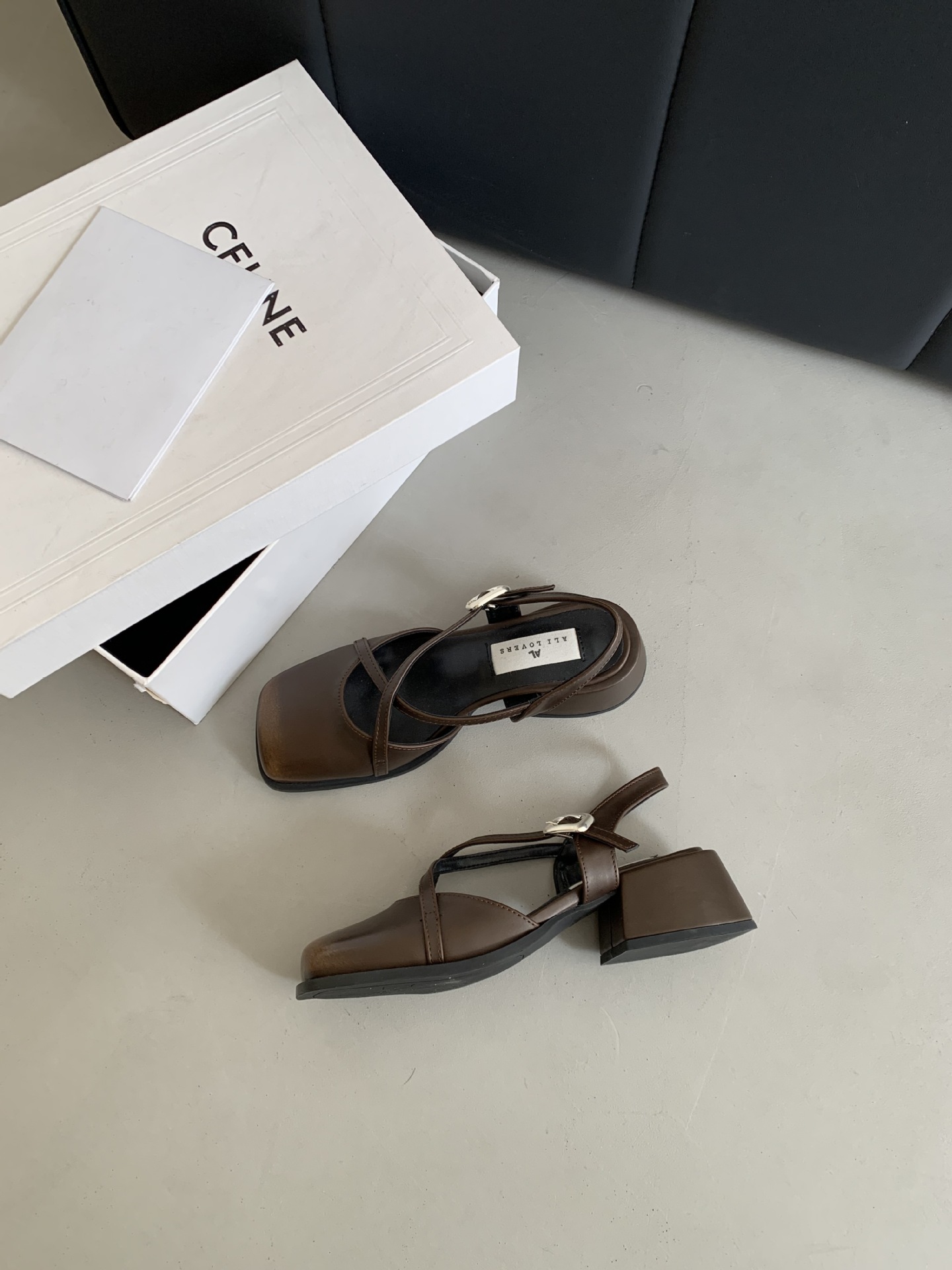 French Square Headed 2024 New Mary Jane Baotou Sandals Women's Thick Heels Back Empty Single Shoes Free of Mail Lhshoe