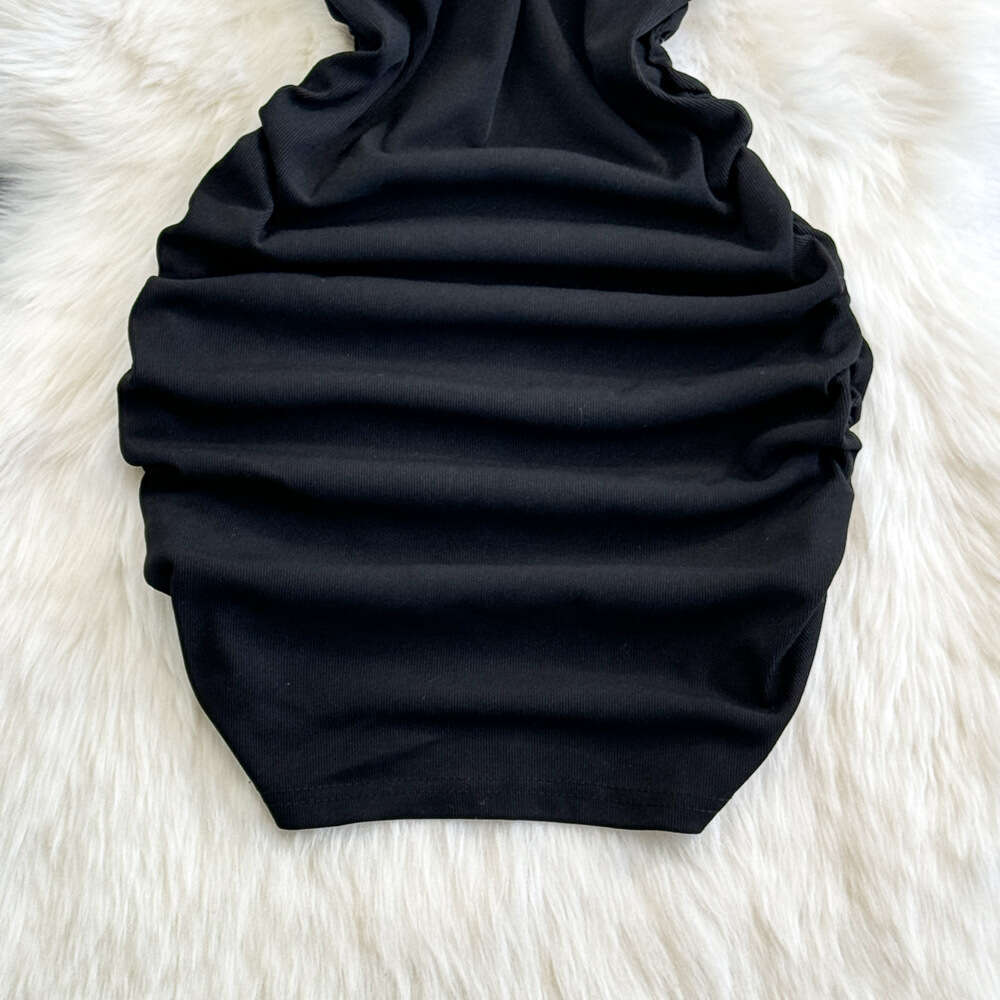 Summer fashion socialite temperament sexy strapless waist slimming short cut pleated buttocks strap dress
