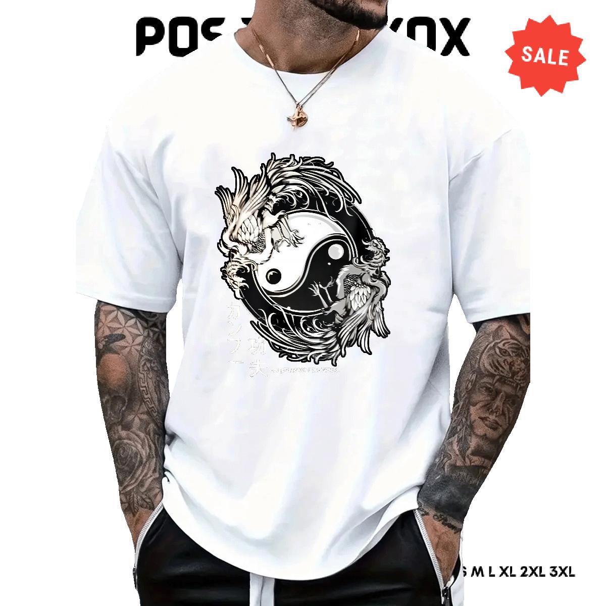 Loose Fit T Shirts Men Cotton Breathable Anime Printing Street Men Tops Tees Black White New Designer Tops