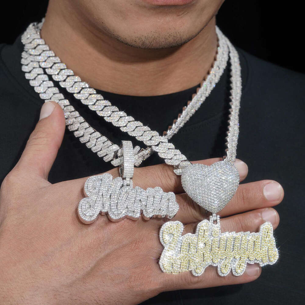 Factory Customized Pendant Iced Out Jewelry Vvs Moissanite Diamonds Cuban Chain 3d Custom Name Hip Hop Letter Pendant