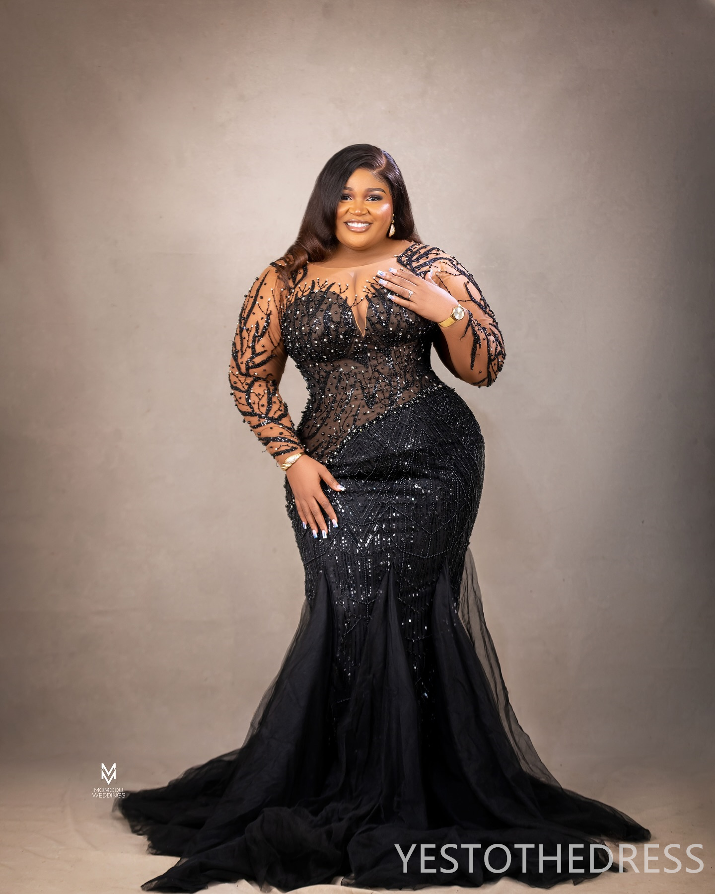 2024 Aso Ebi Prom Dresses Black Mermaid Promdress Illusion Evening Formal Gowns Long Sleeves Appliqued Beaded Lace Vestido De Reception Engagement Gow