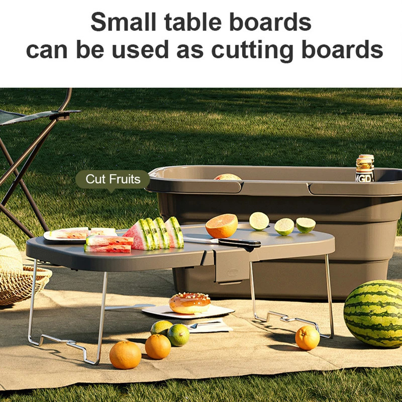 Foldable Camping Storage Basket Multifunctional Portable Picnic Tableware Mini Table For Sandbeach Tent Barbecue 240603