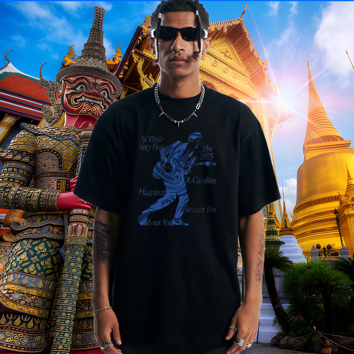 2024 New T Shirts Men Black White Mens Tshirts High Street Hip Hop Breathable Short Sleeve Popular Tees