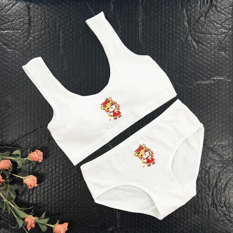 Camisole Teenagers Girls Training Bra Panties Teens Sport Bras s Push Up Underwear Puberty s Vest Panties 8-15Years WX5.31