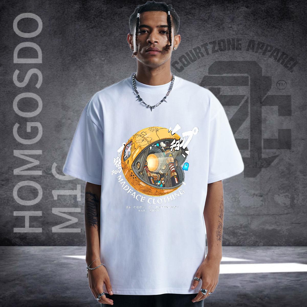 Fashion T Shirts Men DIY Printed High Street Hip Hop Tshirts Breathable Crew Neck Unisex Polos