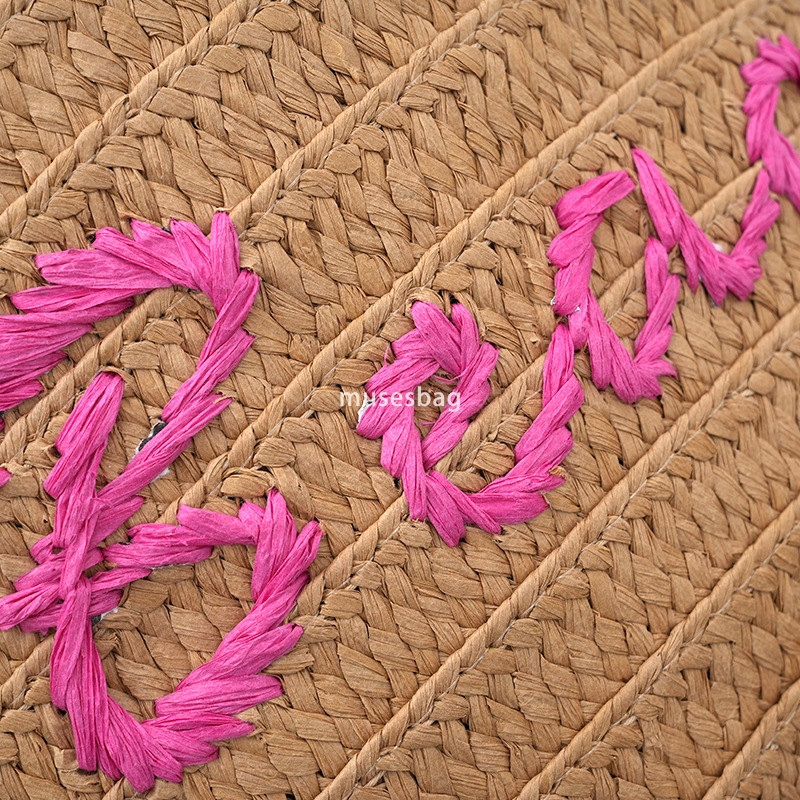 Designer's straw woven bags large capacity handbags woven rainbow bags women's fashionable simple fresh sweet vacation beach bags retro wome