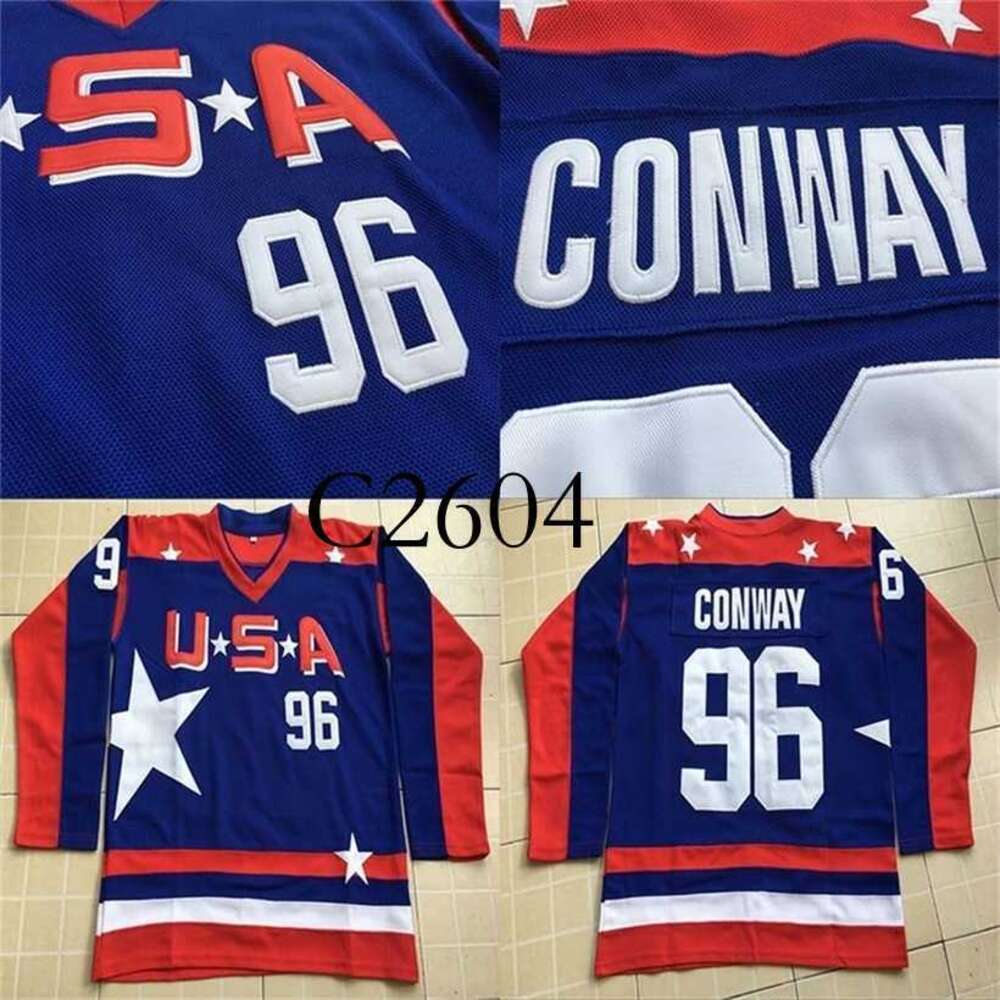 GC2604 MitNess 96 Charlie Conway Jersey 2017 Team USA Mighty Ducks Movie Ice Hockey Jersey All Stitched And Embroidery