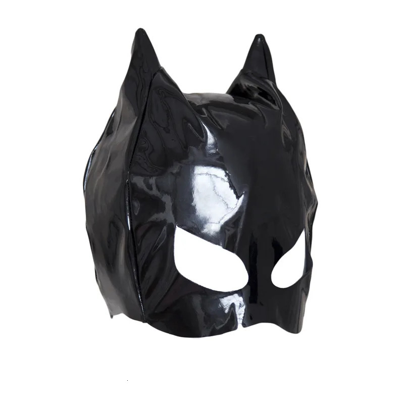 Sexy Masks Black Fetish Slave Latex patent leather BDSM Bondage Restraints Sex Toys for Cat Women Masks exotic accessories 240603
