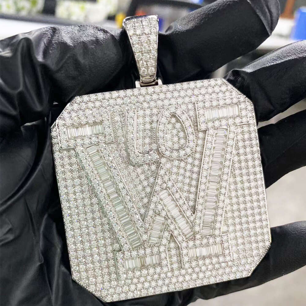 Jasen hip hop iced out jewelry supplier Chain 925 sterling silver custom made moissanite diamond pendant