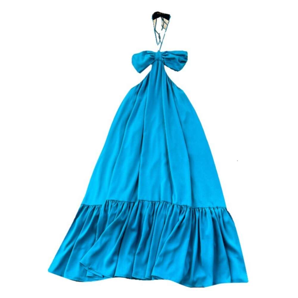 Vacation dressing with camisole dress womens mind machine hollowed out backless sexy strapless long satin dress ruffled edge skirt