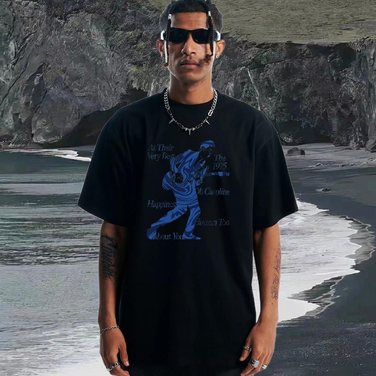 High Quality Men T Shirts Breathable Crew Neck Cotton Anime Printing Street Mens Tshirts Black Oversized New Arrival Tees Shirts