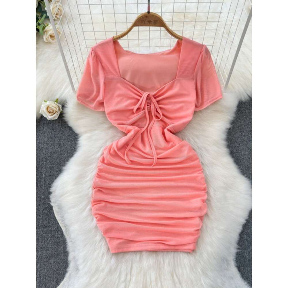 Fashionable French Style Tight Wrapped Hip Skirt 2024 Summer New Slim Fit and Slimming Spicy Girl A-line Dress