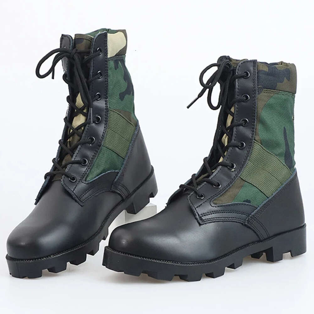 Lace Up Waterproof Outdoor Shoes Breathable Canvas Camouflage Tactical Combat Desert Ankle Military Army Men Boots Winter 6233f