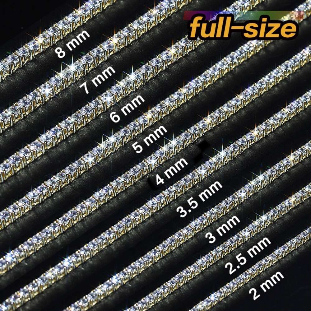 Tennis Chain moissanite chain Pass Diamond Test 2MM 3MM 4MM 5MM 6.5MM S925 Silver Moissanite Chain Women Men Necklace Moissanite