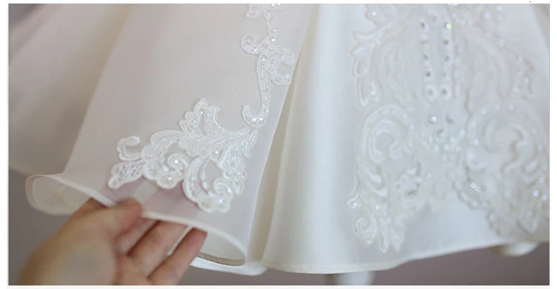 Formal White 1 Year Birthday Dress For Baby Girl Clothes Bow Baptism Princess Dress Elegant Beads Girls Party Gown Vestido 0-4Y 240603