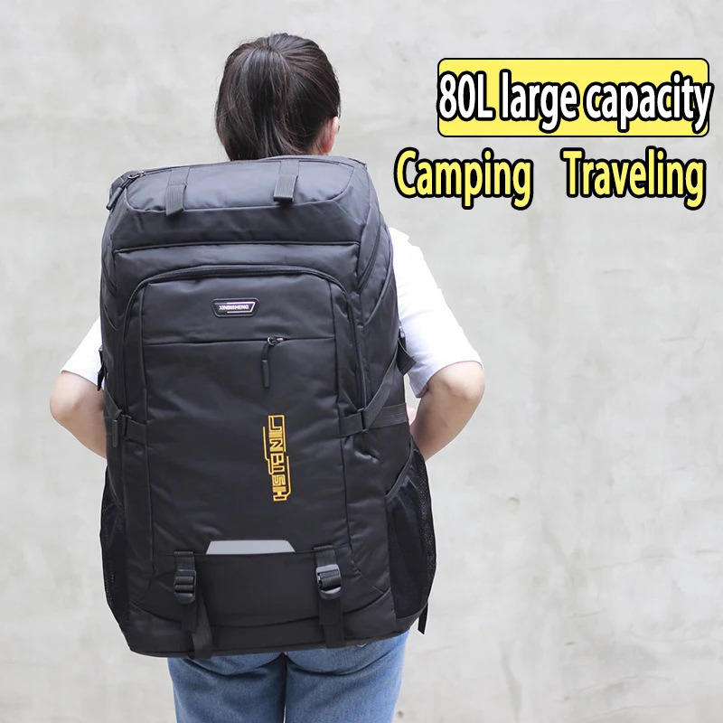 80L Super Large Capacity Outdoor Hiking Mountaineering Bag Mens Travel Luggage Camping Backpack Womens Computer 240520