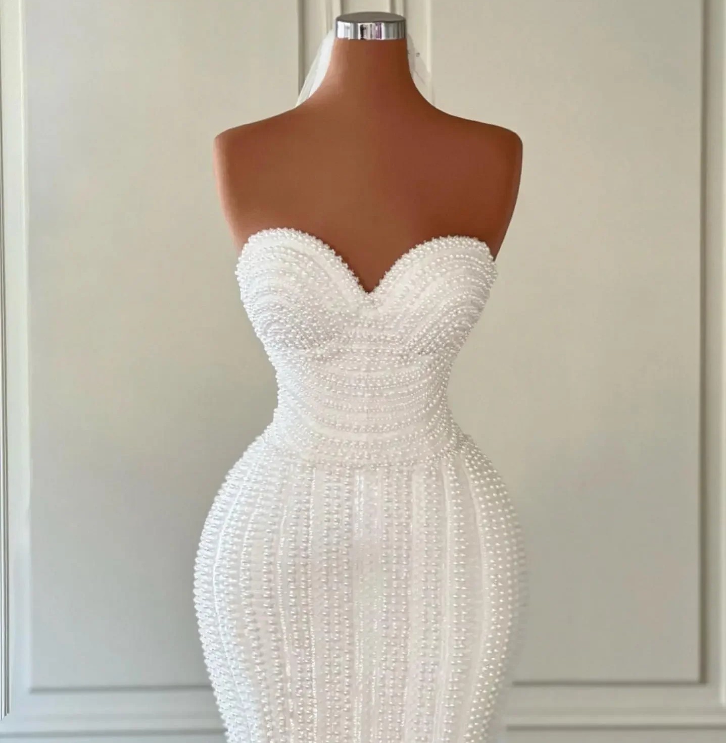 Arabic Aso Ebi Pearls Wedding Dress 2025 Luxurious Sweetheart Beaded Sequined Bridal Formal Bride Gowns Vestidos De Novia Customed