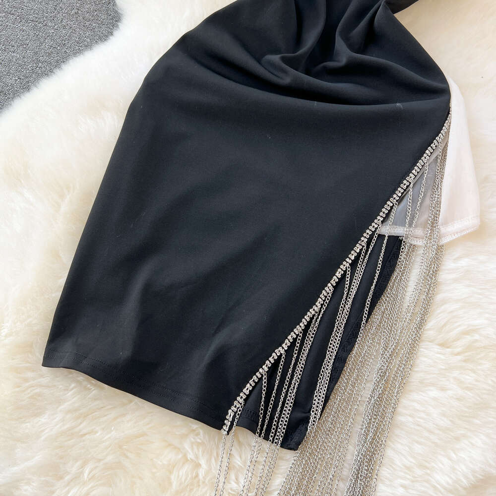 Pure desire dress womens design sense chain tassel strapless sexy dress high-end light luxury niche socialite style dress
