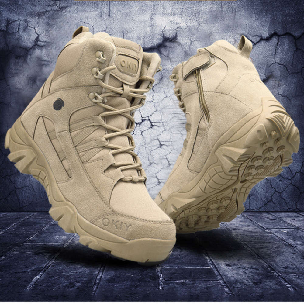 Military Outdoor Cow Suede Ankle Tactical Combat Boots Work Safty for Men Casual Waterproof Hiking Shoe 953fa