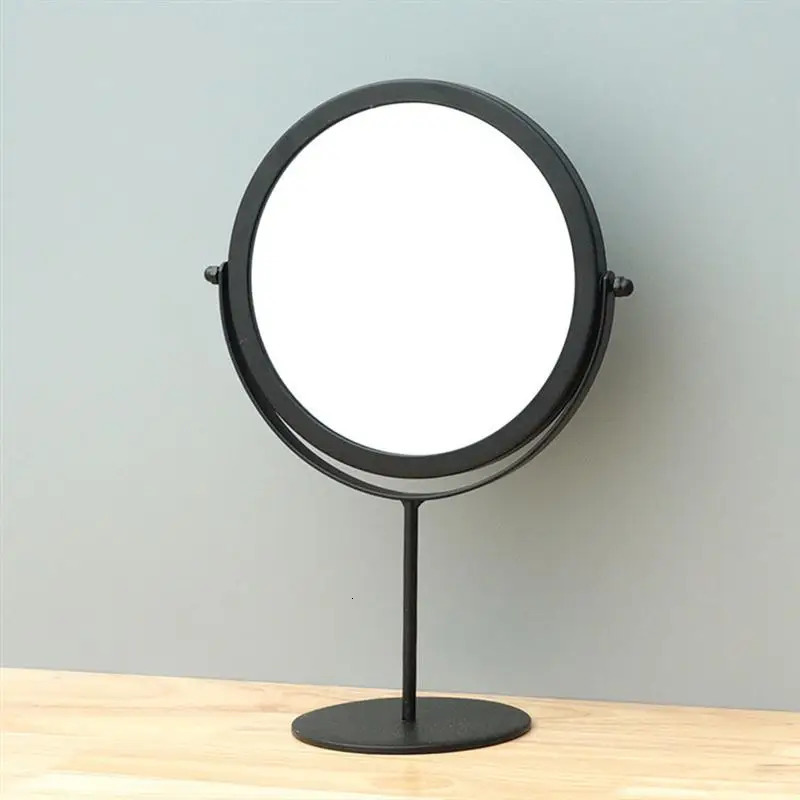 Mirror Makeup Tabletop Cosmetic Vanity Stand Table Magnifying Desk Swivel Desktop Round Vintage Creative For Hand Double Sided 240603