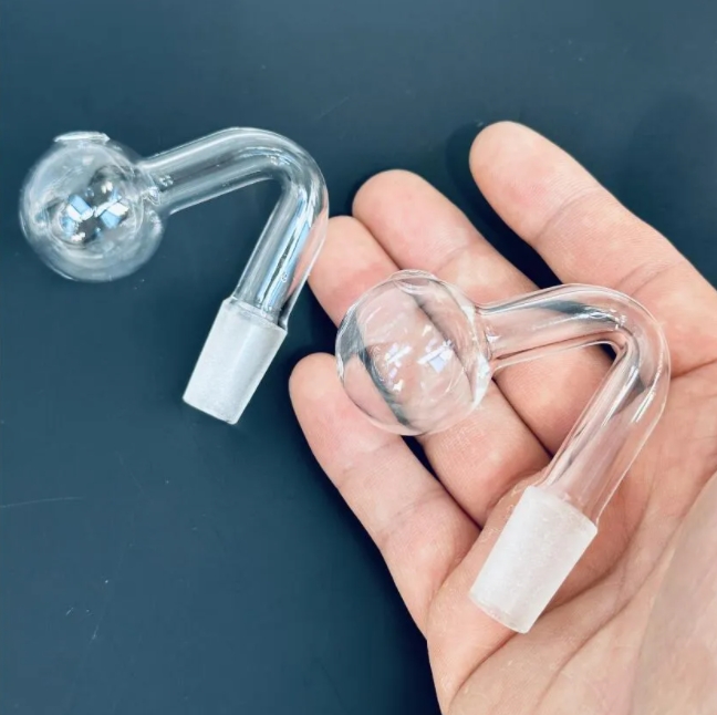 Qbsomk 10mm 14mm 18mm Male Female 45° Clear Thick Pyrex Glass Oil Burner Pipes for Glass Bongs Thick Bowls
