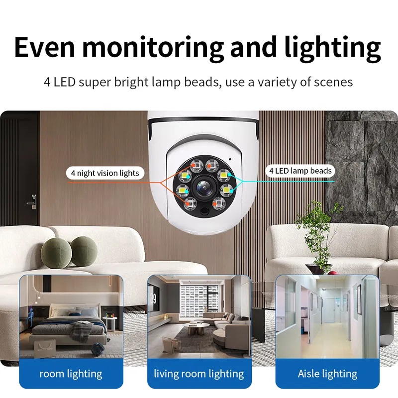 A6 200W E27 Bulb Surveillance Camera 1080P Night Vision Motion Detection Outdoor Indoor Network Security Monitor Cameras