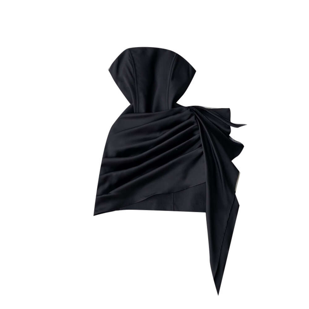 Sexy pure and sexy irregular pleated ruffle bodice dress ladies temperament Hepburn style evening dress