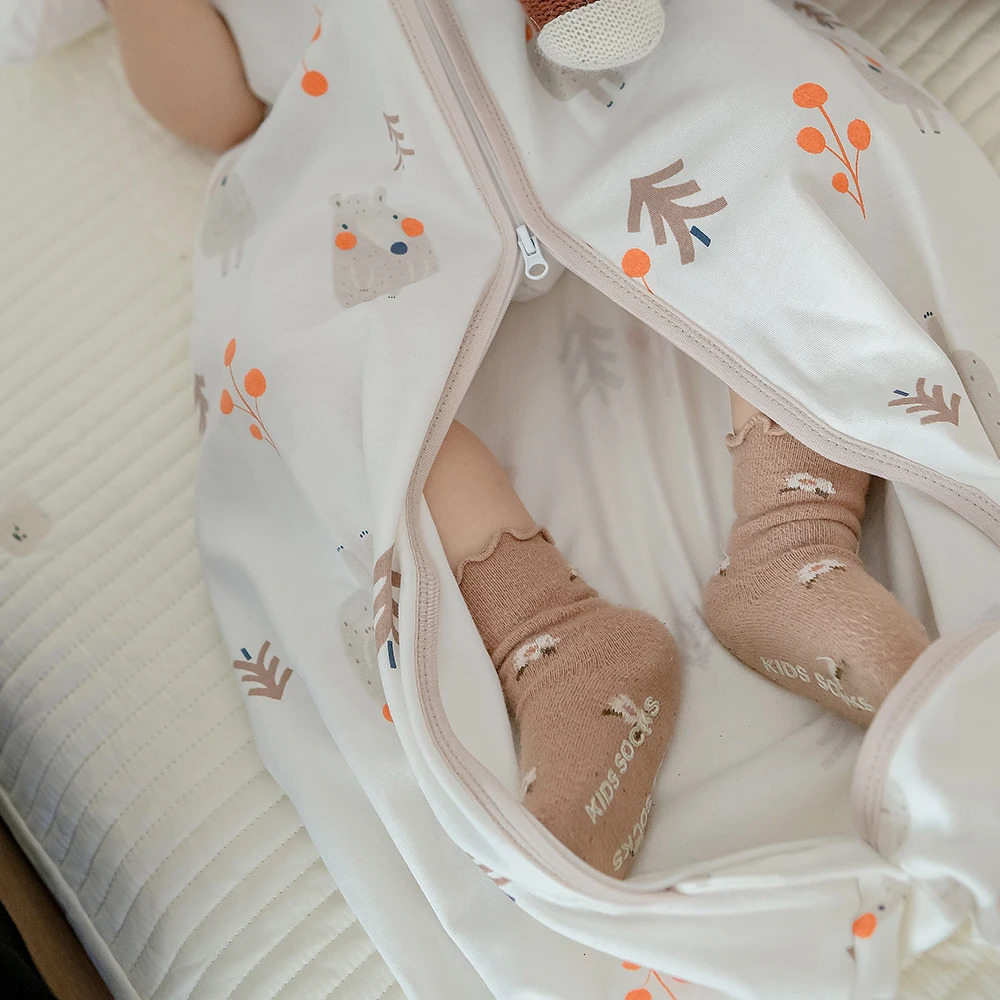 Baby Sleeping Bag Summer Thin Baby Sleeping Bag Childrens Pajamas Anti Kick Blanket 3-18 Months Starry Sky Cartoon Printing 100% Pure Cotton 240601