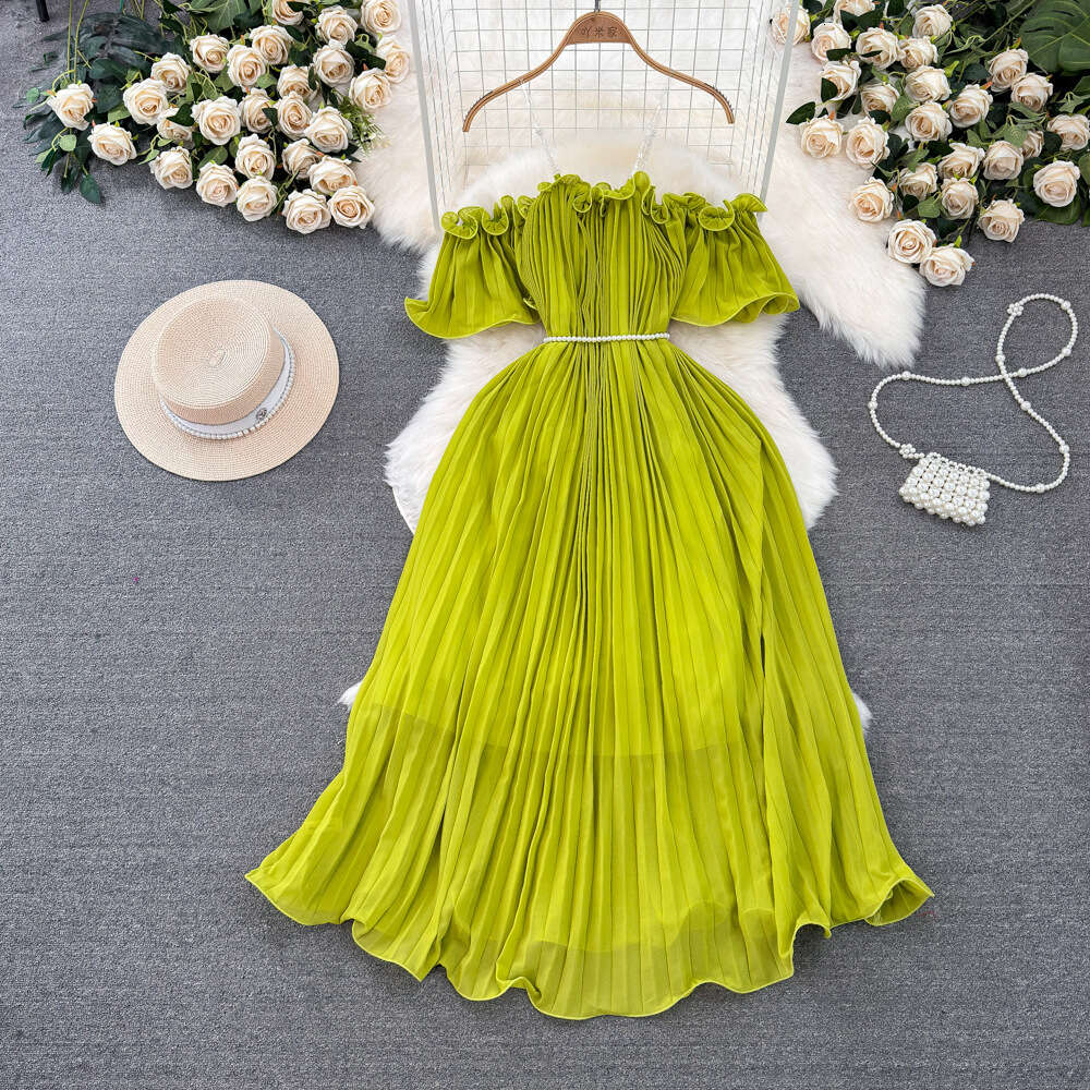 Dopamine Elegant Elderly Sister Youth Bra One Shoulder Dress Womens Spring/Summer New Sexy Small Fragrant Shoulder Long Dress