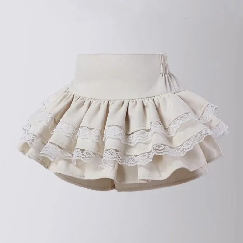 Sweet Ruffles White Skirt for Girls Summer 2024 Bows Ballet Style High Waist Thin Short Skirt 2 To 13 Years Kids Dance Tutu 240531