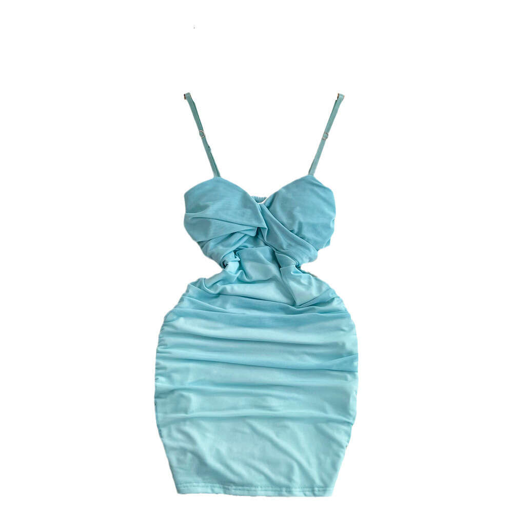 Summer Fashion Pure Desire Sexy Bra Folded Waist Slim Short Fit Tight Wrap Hip Bottom Hanging Strap Womens Dress