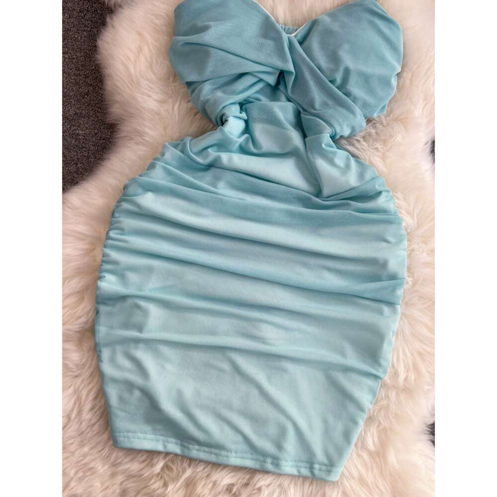 Summer Fashion Pure Desire Sexy Bra Folded Waist Slim Short Fit Tight Wrap Hip Bottom Hanging Strap Womens Dress