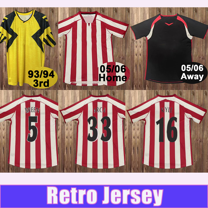 2005 2006 Sunderland Retro Mens Soccer Jerseys BREEN KYLE ARCA Home Away 93 94 3rd Football Shirts Short Sleeve Adult Uniforms