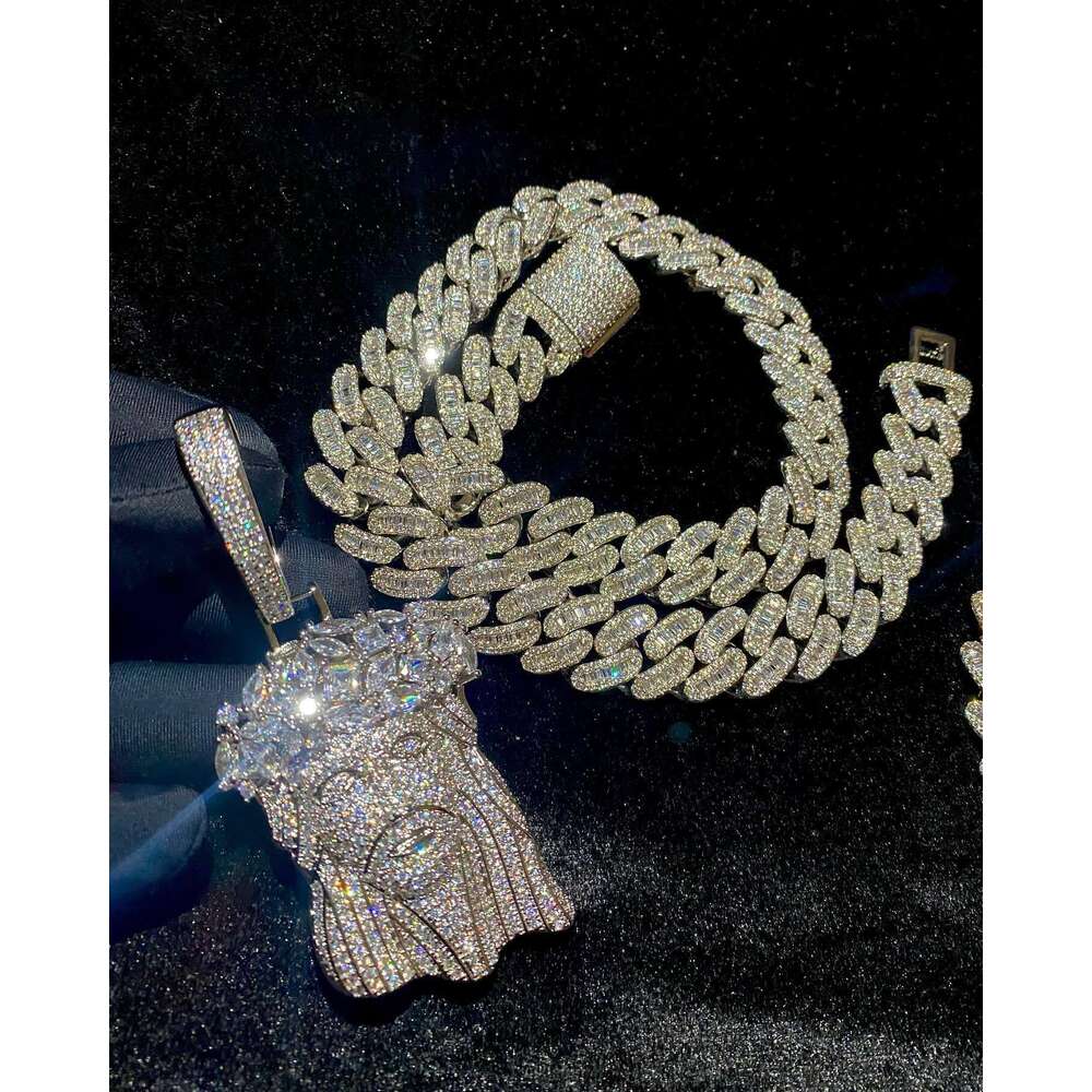 Iced out Big Jesus Moissanite Pendant Diamond Micro 925 Silver Jesus pendant Passes Diamond Tester Religious Jesus Pendant