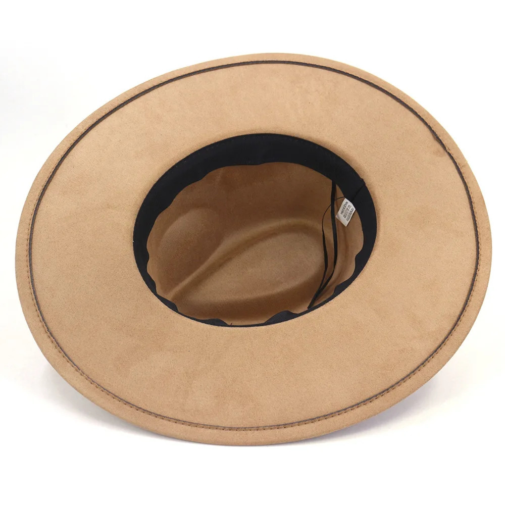 Avocado Green Fedora Suede Hat Checkered Belt Water Drop Top Large Brim Hat Mens and Womens Hat Suede Hat sombrero mujer 240603