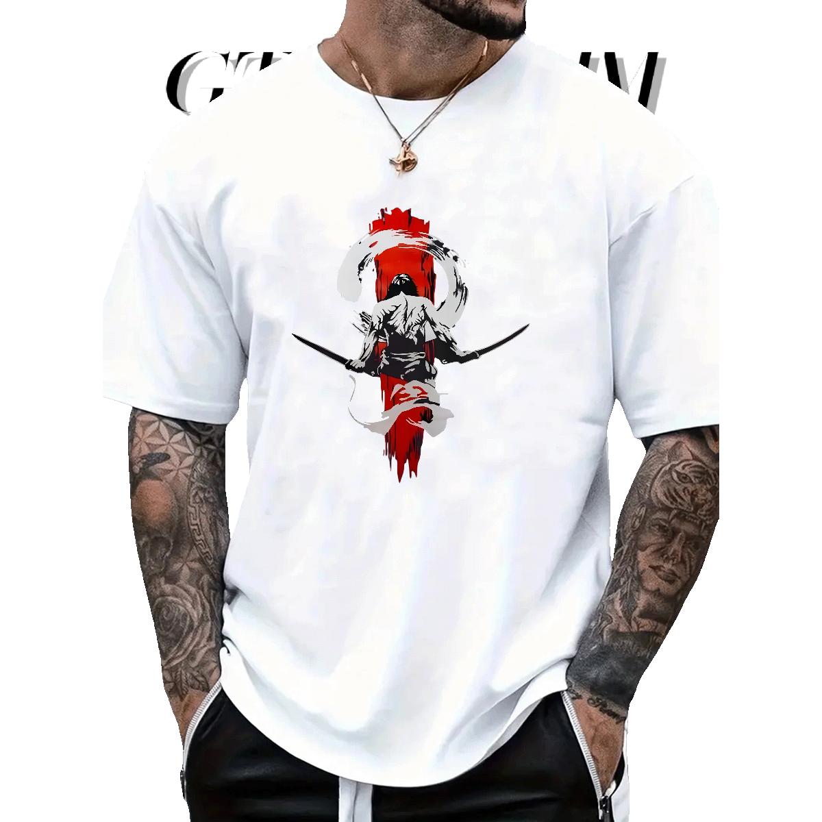 Loose Fit T Shirt For Man Casual Beach Crew Neck Cotton Breathable Men Tees DIY Anime Print Tops