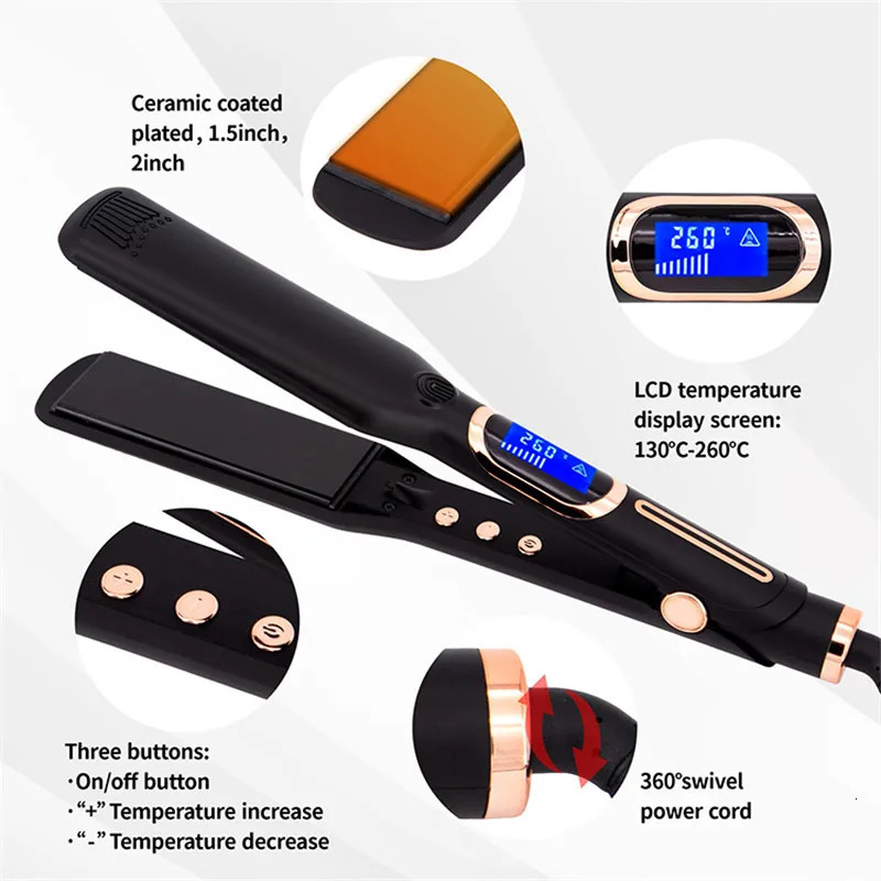 Hair Straightener 480F High Temperature Professional Wide Plates Irons MCH Hard Anodized Plate Treatment Hair Flat Iron 240603