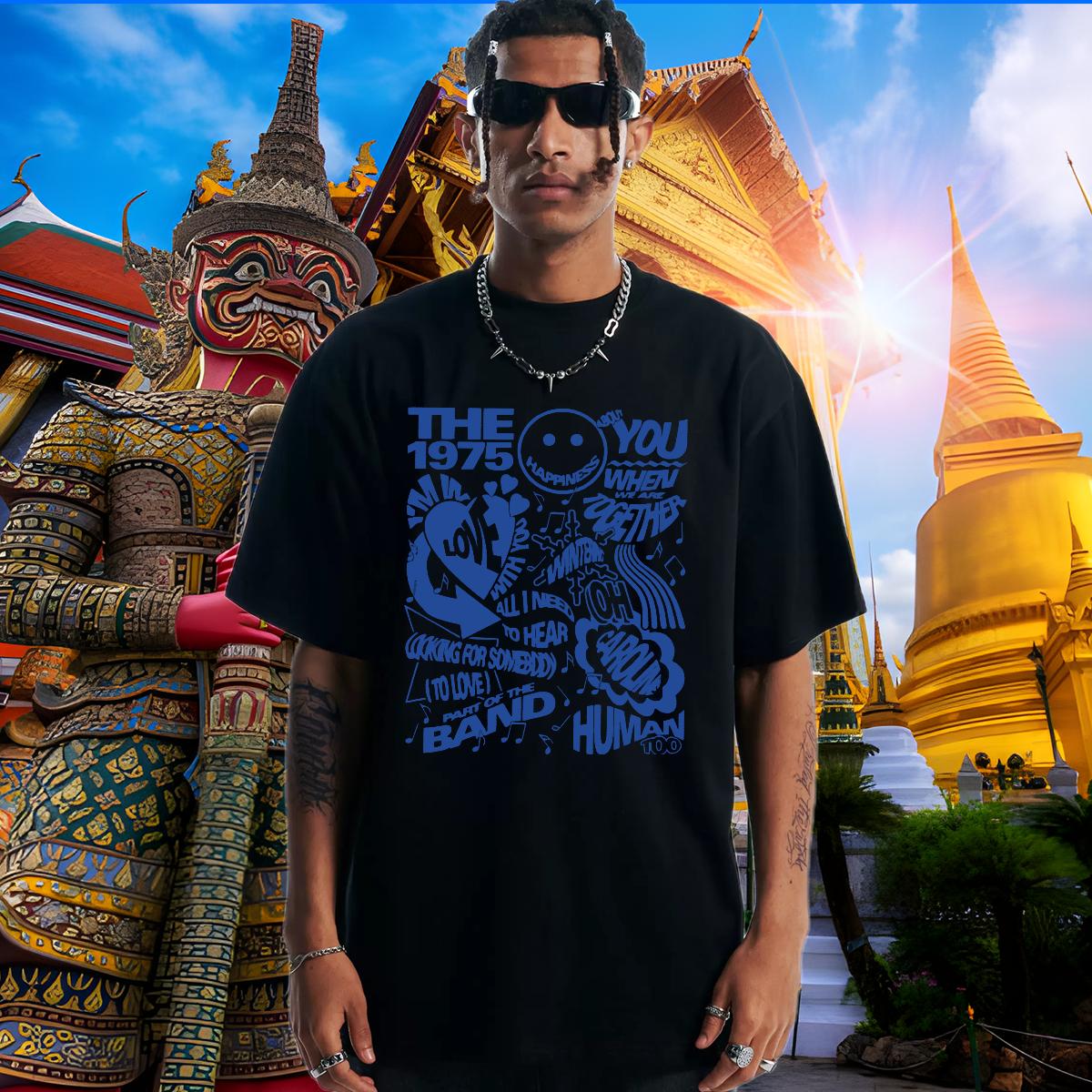 5A T-Shirts for Men Street Cotton Breathable Soft Men Tops Tees DIY Customized Cartoon Printing S-3XL Tees Shirts