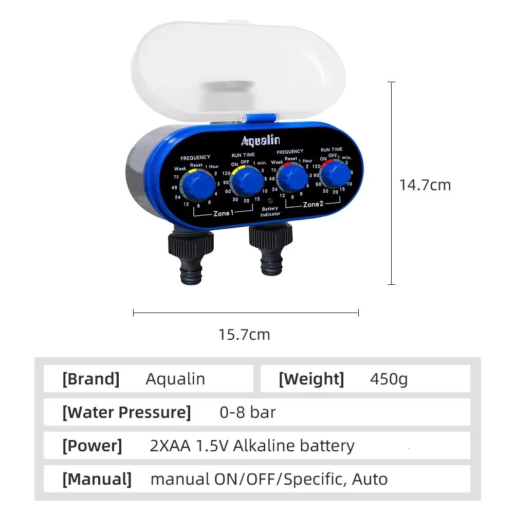 Ball Two Outlet Automatic Watering Four Dials Water Timer 0 Pressure Garden Irrigation Controller for Garden Yard 240530bj