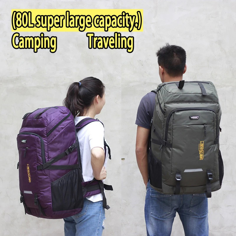 80L Super Large Capacity Outdoor Hiking Mountaineering Bag Mens Travel Luggage Camping Backpack Womens Computer 240520