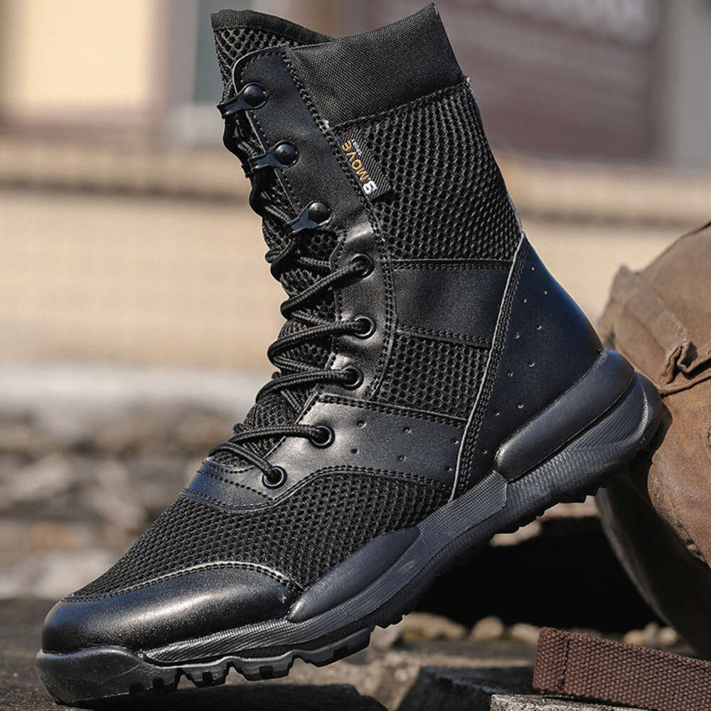 Summer Breathable Desert Hiking Mens High Top Outdoor Climbing Mountaineering Army Shoes Lightweight Tactical Combat Boots