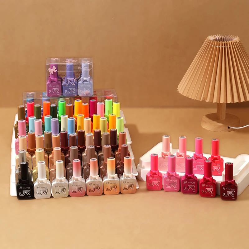 JR 9pcs 15ml gel nail polish set including red pink nude gel polishing set UV LED soap set home DIY primer gift 240528