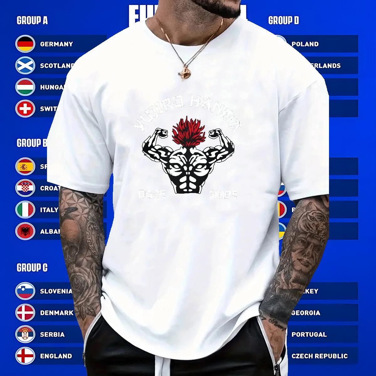 Popular T Shirt For Man Outdoor Cotton Breathable Soft Men Tops Tees Brand Anime Print Clothes