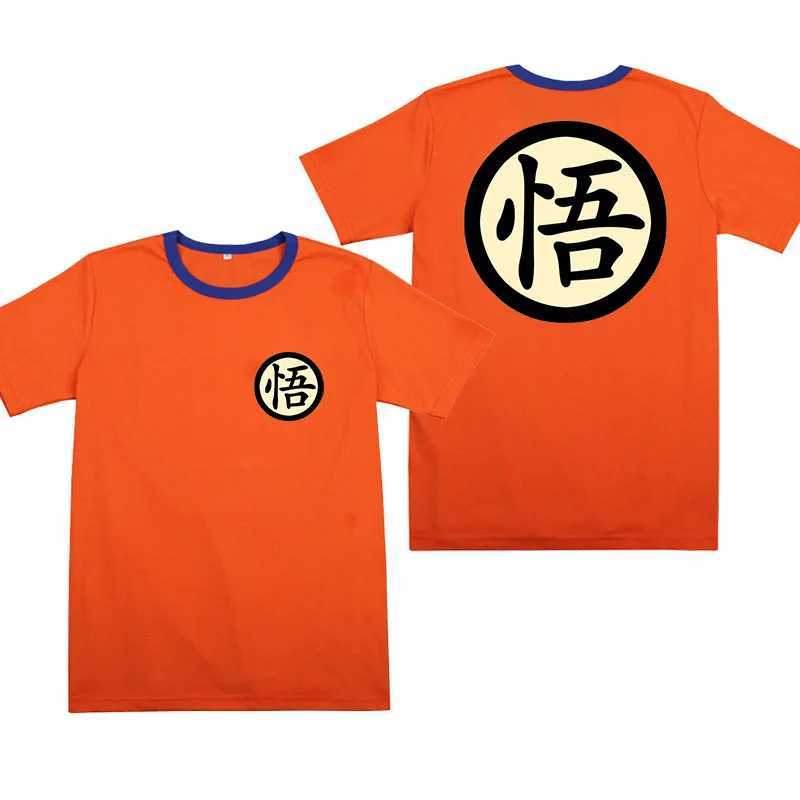 Men's T-Shirts Anime T Shirt Men Cotton Orange Goku Tshirt Oversize Graphic Tees Casual Summer Tops Cosplay Clothes Short Sleeve